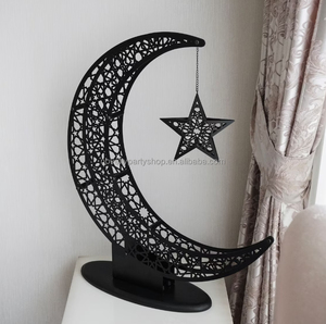 Novedad decoración musulmana Ramadán Mubarak Luna Ramadán decoración para el hogar 3D Metal independiente media luna Decoración - Product Image 4