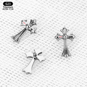 <b>Titanium</b> Cross Earrings 6mm X 9mm G23 ASTM F136 Piercing Jewelry For Ear Lip Nose <b>Studs</b> Replacement Headwear - Product Image 3