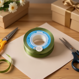 ริบบิ้นผ้าซาตินอิลัน 2.5 ซม. 25 หลา สีเขียวทหาร D-21 - Product Image 3