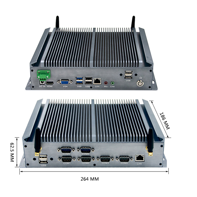 Win10 J4125 Processor Mini PC 2RS232 DDR3 RAM HD VGA Fanless Industrial Desktop Computer Support DIN Rail Fanless Pc