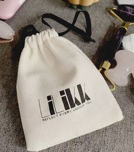 Customized Logo Print Organic Dust Bag Recyclable Cotton <b>Drawstring</b> <b>Pouch</b> Small Cotton <b>Drawstring</b> Jewelry <b>Pouch</b> Bag With Ribbon - Product Image 4