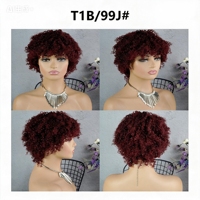 Perruques bouclées sans lacets 100% cheveux humains, style africain, fabriquées à la machine, plusieurs couleurs en stock, vente chaude pour femmes noires, cheveux Remy, perruque Pixie