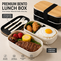 Lonchera Ecológica de Bambú Ovalada y Elegante de 1300 ml con Tapa, Doble Capa, Bordes Redondeados y Cubiertos para Oficina y Escuela