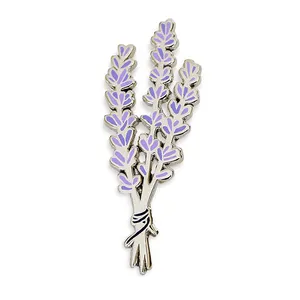 Aangepaste Lavendel Emaille Reversspelden Paarse Bloemen Plant Lavendel Broches Mode Metalen Badge Broche Vliegtuig Email Pin