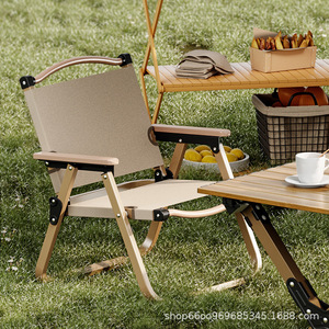Outdoor Folding Chair With Armrests And Backrest Portable Beach Camping Picnic Chair 52x45x60.5cm Foldable Steel <b>Frame</b> - Product Image 1