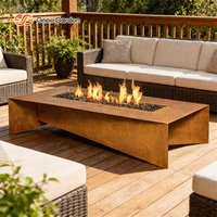 Brasero à gaz moderne en acier Corten, tables de feu extérieures en acier Corten