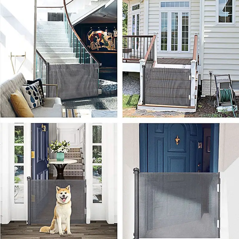 High Quality Dog Cat Kids Child Safety Pets-Mesh-Gates Children Door Stair Sliding Retractable Safety Baby Pets Gate