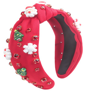 Diadema de árbol de Navidad con diamantes de imitación rojos, blancos y verdes, copo de nieve, Papá Noel, accesorio para el cabello de mujer, invierno 2023, tocado de tela - Product Image 4