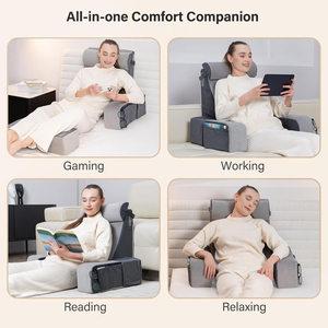 Coussin de lecture ergonomique de 21 pouces <span class=keywords><strong>pour</strong></span> lire au <span class=keywords><strong>lit</strong></span>, avec poches latérales, housse amovible, support <span class=keywords><strong>pour</strong></span> chaise TV - Product Image 5