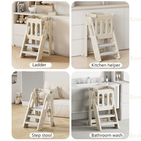 Tour d'apprentissage pliable pour tout-petits, marchepied réglable en hauteur avec barrière de sécurité, échelle pour enfants, cuisine, salle de bain, OEM ODM