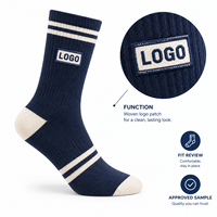 Chaussettes fantaisie en tricot avec motifs artistiques originaux, patchs bleu marine et blancs, cadeau, vente en gros, impression originale résistante à la décoloration, échantillons approuvés, emballage