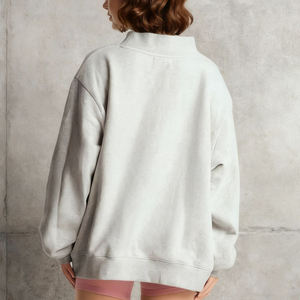 Chất Lượng Cao Tùy Chỉnh Nặng Bông Lông Cừu Áo Cho Phụ Nữ Thêu Thả Vai Quá Khổ Mock Cổ Áo - Product Image 3