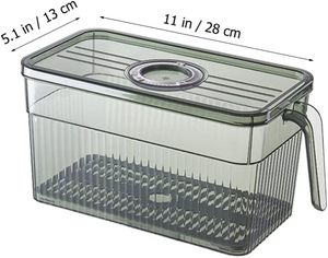 3L Injection-Molded PET <b>Plastic</b> Modern Green Kitchen Refrigerator Organizer Storage Container Drawer Crisper <b>Box</b> Handle - Product Image 2