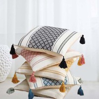 Vente en gros de taie d'oreiller moderne en coton tissé sur mesure taie d'oreiller géométrique pour canapé salon avec fermeture éclair