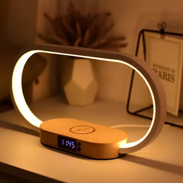 LP Best Selling 15W 5 in 1 Wireless Charger with Alarm Clock LED Digital Night Light Lamp Holder & Power Bank