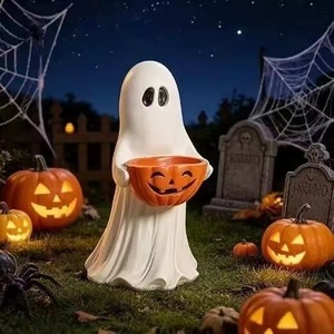 2026 Platos de Resina de Alta Calidad con Diseño de Calabaza Fantasma para Halloween, Adorno de Escritorio, Venta al por Mayor - Product Image 2