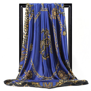 Fashion Silk <strong>Scarves</strong> for Women Leopard Print Satin <strong>Scarf</strong> Female 90cm Square Shawl Bandana for Head <strong>Large</strong> Hijab Scarfs for Ladies - Product Image 2