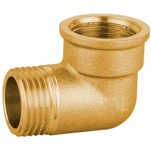 Raccordo a gomito maschio-femmina in ottone giallo resistente da 1/2 pollice per tubi idraulici - Product Image 1