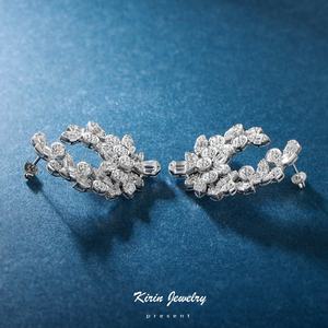 Bague en Zircon en forme de plume, boucles d'oreilles à la mode pour femme, <span class=keywords><strong>prix</strong></span> de gros, nouvelle collection <span class=keywords><strong>2022</strong></span> - Product Image 2