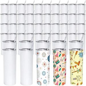 Paquete de 50 Vasos Térmicos Delgados de Acero Inoxidable de Doble Pared de 20 oz, Blancos para Sublimación, Vasos de Regalo a Prueba de Fugas, Libres de BPA - Product Image 1