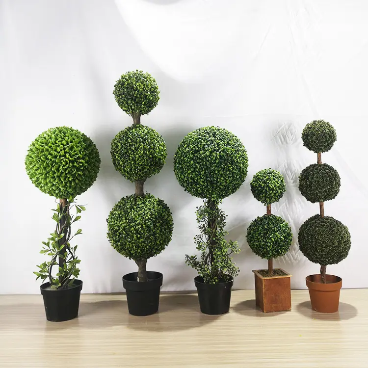 150cm Pu Material Milan Grass Boxwood Ball hedge Artificial spiral Plants green grass tree
