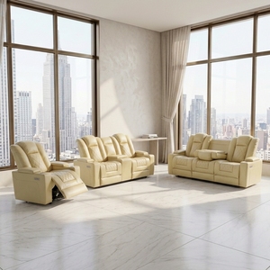 Sofá Reclinable Chesterfield de Cuero Multifuncional Moderno con Portavasos y Almacenamiento Oculto para Comodidad y Estilo en la Habitación de Huéspedes - Product Image 4