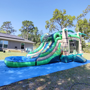 Castillo inflable tropical comercial de doble carril para niños, con tobogán, para fiestas de verano al aire libre. - Product Image 2