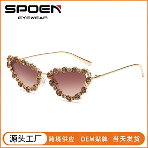 Lunettes de soleil œil de chat à monture complète UV400 pour femmes, protection solaire luxueuse, mode - Product Image 5