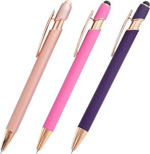 Promotional Custom 2 in 1 Capacitive Multi Function Metal Ball <b>Pen</b> Aluminum Screen Logo Engraved Stylus <b>Pen</b> Rose Gold <b>Pen</b> - Product Image 1