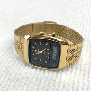 Montre unisexe décontractée et tendance 2026 Amber Gold Rétro à double affichage cristal, étanche - Product Image 2