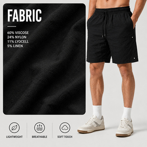 Shorts décontractés unisexe en mélange de Lyocell et de lin, légers et respirants, longueur genou, polyvalents pour l'été et la plage, personnalisables - Product Image 2