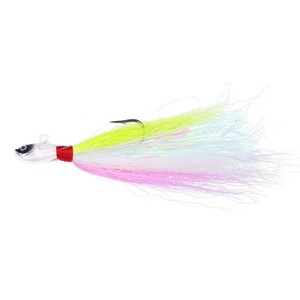 Bucktail Jig Fluke-señuelo de pelo para agua dulce y salada, cebos para Surf, pesca, color blanco y rojo, platija de lubina - Product Image 6