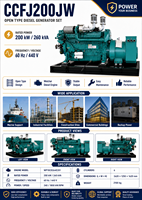 Groupe électrogène diesel marin turbocompressé et refroidi par air SCDC200JW 200 kW, alimenté par SCDC WP10CD264E201 pour bateau de pêche