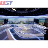 Grande table de diffusion blanche personnalisée d'équipement de diffusion Radio TV Triangle pierre artificielle bureau de nouvelles TV