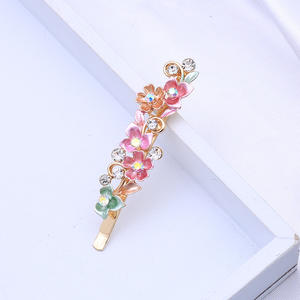 Barrettes à cheveux vintage personnalisables <span class=keywords><strong>pour</strong></span> femmes, épingles à cheveux décoratives en métal doré, pinces à cheveux à motif floral - Product Image 3