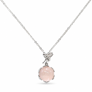 Collier Pendentif Fée en Argent Sterling 925 avec Quartz Rose, Pixie 3D Assis sur Boule de Cristal, Bijoux Fantaisie en Gros - Product Image 1