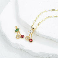 Collier Pendentif Minimaliste en Or Rose avec Zircon et Émail, Motif Fleur de Cerisier, Style Dubai, pour Femmes et Filles, Accessoires DIY