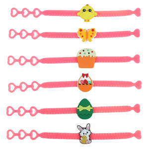 Venta caliente huevo de Pascua conejo niños pulsera de silicona adorno de mano fiesta pequeño regalo - Product Image 5