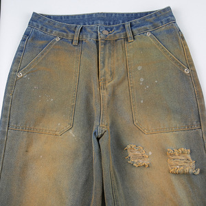 High <strong>Waist</strong> Hollow Out Vintage Retro Printed Color <strong>Jeans</strong> Trousers Straight Denim Pants for <strong>Women</strong> Summer Street Wear - Product Image 5