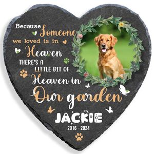 Uionen - Lápida Personalizada con Foto de Mascota, Figura Conmemorativa de Pizarra para Funeral, Piedra Conmemorativa Negra en Forma de Corazón para Perros y Gatos - Product Image 4