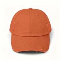 Gorra de béisbol de sarga de algodón desgastada de 6 paneles Four Seasons, color naranja, deportiva, ajustable, sin estructura, para golf, para adulto