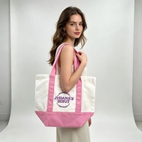 Sac fourre-tout en toile de coton bleu marine personnalisé, écologique, réutilisable, avec décoration brodée, fermeture ouverte