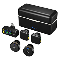 Microphone Lavalier Sans Fil Hybride Rond et Carré pour 4 Personnes, Nouvelle Génération, Portée 300m, Réduction de Bruit IA pour Vidéos YouTube et TikTok