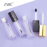 Luxuriöse Quadratische Lipgloss-Tuben mit Gold-Schwarzem Schraubverschluss, Leere Lipgloss-Röhrchen, Transparente Plastikflaschen für Lippenöl, Flüssiges Rouge-Verpackung
