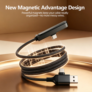 Câble de charge rapide magnétique 60W avec support de téléphone pour iPhone 17, <span class=keywords><strong>tablette</strong></span> <span class=keywords><strong>Huawei</strong></span>, jeux mobiles – Câble de charge rapide USB-C 2-en-1 - Product Image 3