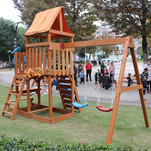 屋外の子供たちの庭木製の子供たちのスイングとスライドの遊び場 - Product Image 2