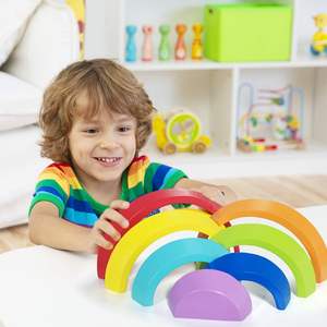 LM Enfants Grand <span class=keywords><strong>Arc</strong></span>-<span class=keywords><strong>en</strong></span>-<span class=keywords><strong>ciel</strong></span> Jouet de Construction Montessori Blocs de Construction Educatifs et <span class=keywords><strong>Grimms</strong></span> Jouets <span class=keywords><strong>en</strong></span> <span class=keywords><strong>Bois</strong></span> - Product Image 1