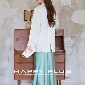 Jupe midi en satin Happy Plus Mermaid, taille plus, couleur unie, taille naturelle, jupe pour femmes - Product Image 4