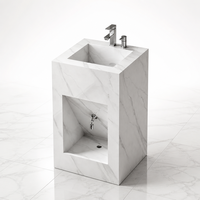 Station de Wudu en pierre frittée blanche sur mesure avec lavabo intégré pour les ablutions islamiques, design moderne pour mosquée