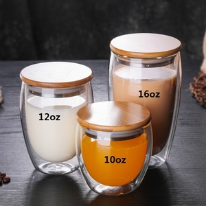 แก้วกาแฟเอสเพรสโซ่ทรงคลาสสิก Boyu แบบสองชั้น ฉนวนกันความร้อน เป็นมิตรกับสิ่งแวดล้อม ฝาไม้ไผ่/แก้ว สำหรับกาแฟเย็น ชา ดื่มในร้านกาแฟ - Product Image 2